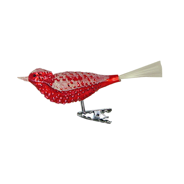 Red Bird with Silver Sparkles 9cm