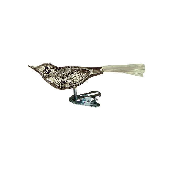 Grey with Silver Wing Bird 7cm