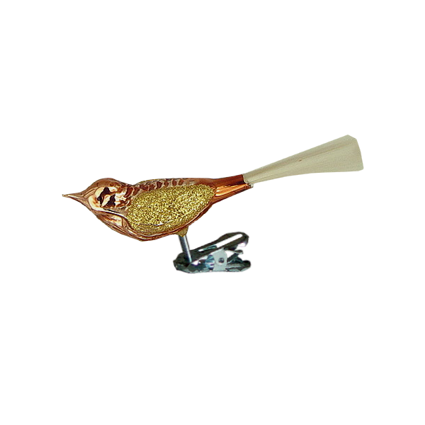 Brown with Gold Wing Bird 7cm