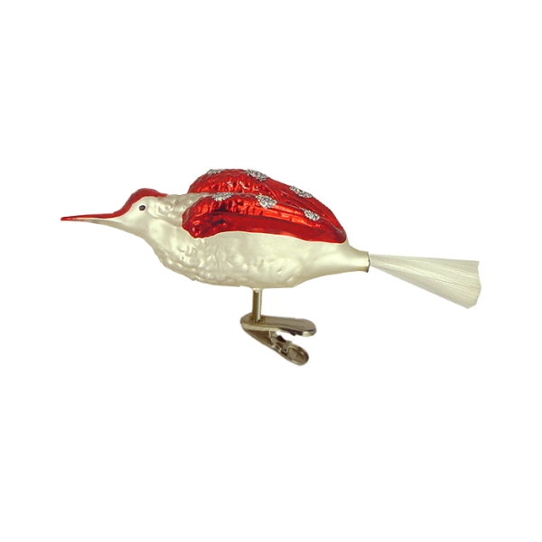 Red and Silver Kingfisher Bird 13cm