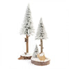 White Conifers with Birdhouse 2 pcs